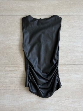 GLASSONS ruched faux leather top in black. Size US 2 which is an AUS 6.  NWOT